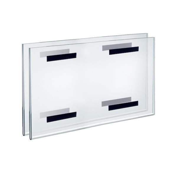 Clear Acrylic Magnet Back Sign Holder Frames 17'' W x 11'' H - Horizontal / Landscape, 2PK